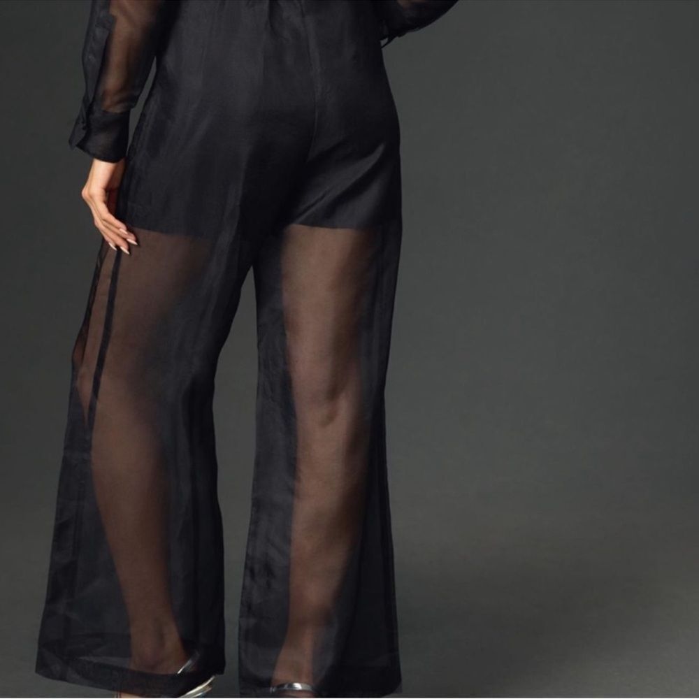 Anthropologie Sheer Utility Black Jumpsuit size 2 - Picture 6 of 14